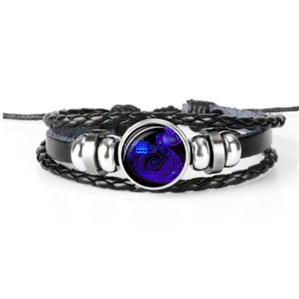 Stylish Constellation Bracelet – Faux Leather Zodiac Charm Wristband - Pasha