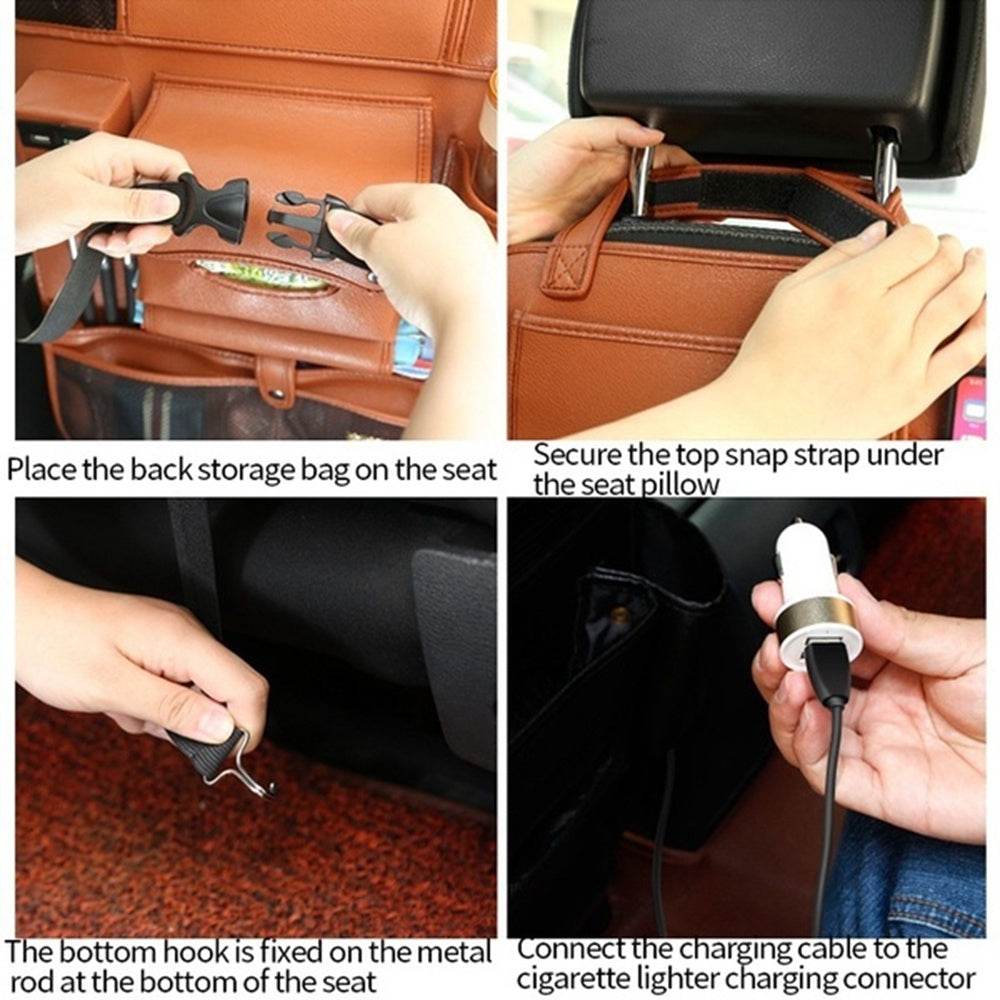 Multifunctional Car Back Seat Storage Bag with USB Port – Convenient Storage Solution for Your Vehicle - Pasha