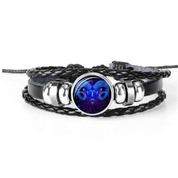 Stylish Constellation Bracelet – Faux Leather Zodiac Charm Wristband - Pasha