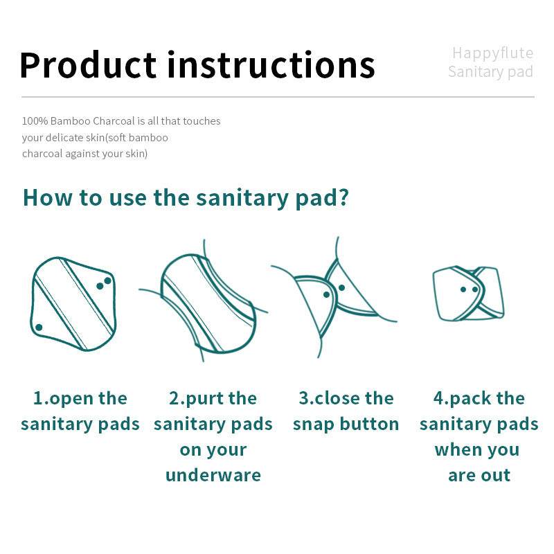 Washable Bamboo Charcoal Fiber Pantyliners – Eco-Friendly and Comfortable Sanitary Pads for Women - Pasha