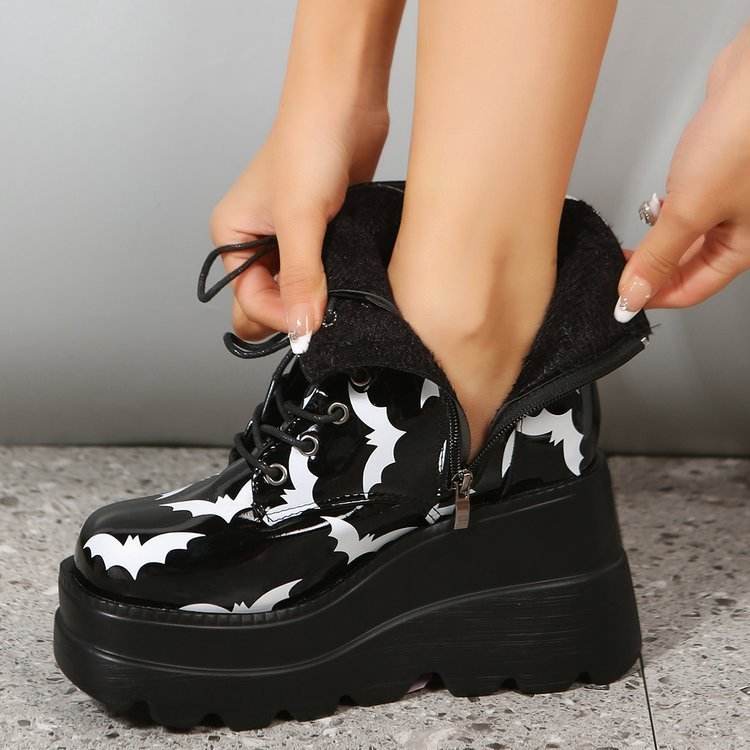 Halloween Platform Boots – Bat Style & Patent Leather - Pasha