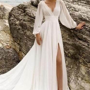 Retro Chiffon Wedding Dress – Romantic & Elegant - Pasha