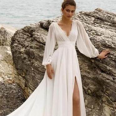Retro Chiffon Wedding Dress – Romantic & Elegant - Pasha