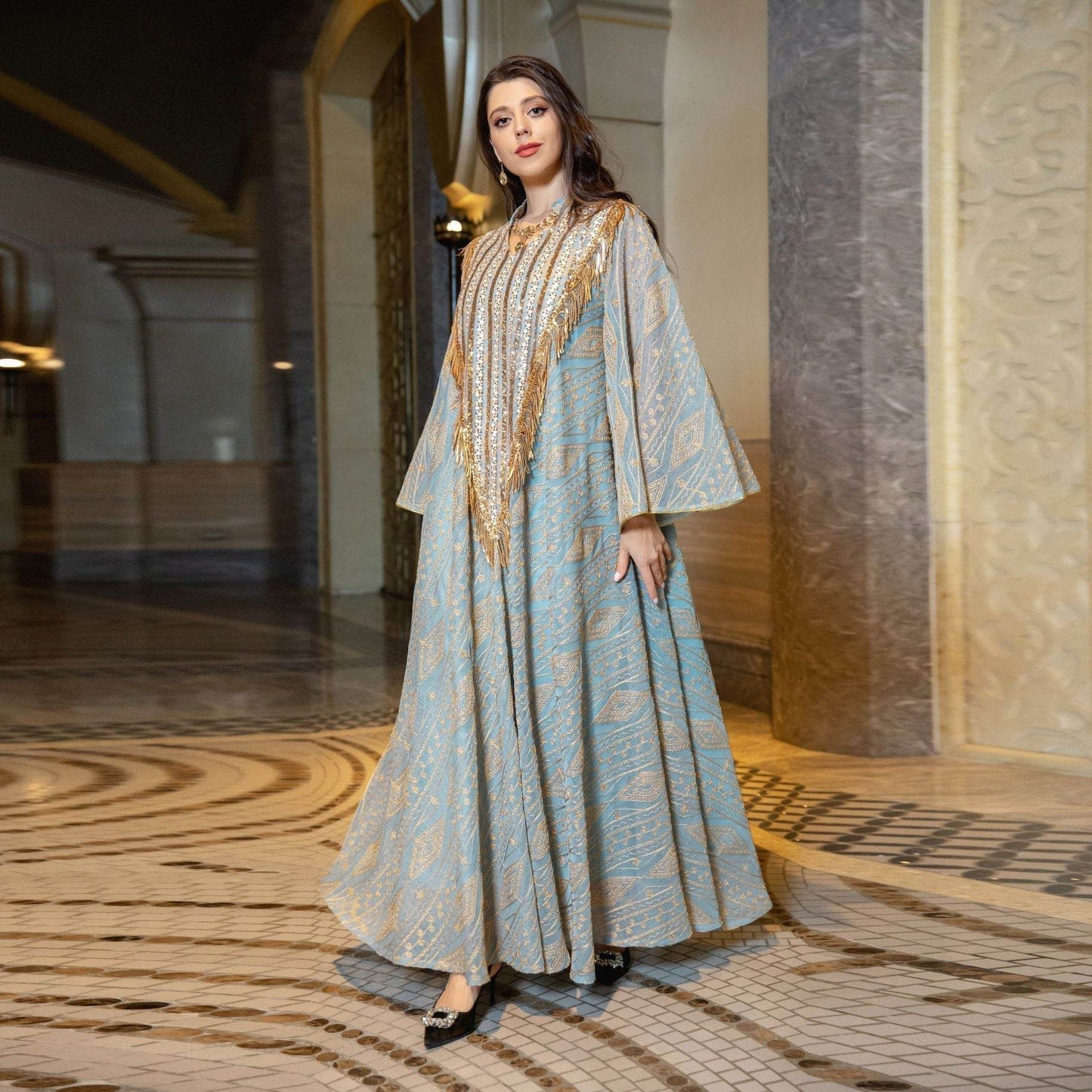 Arabic Style Evening Dress – Sequin & Embroidery Gown - Pasha