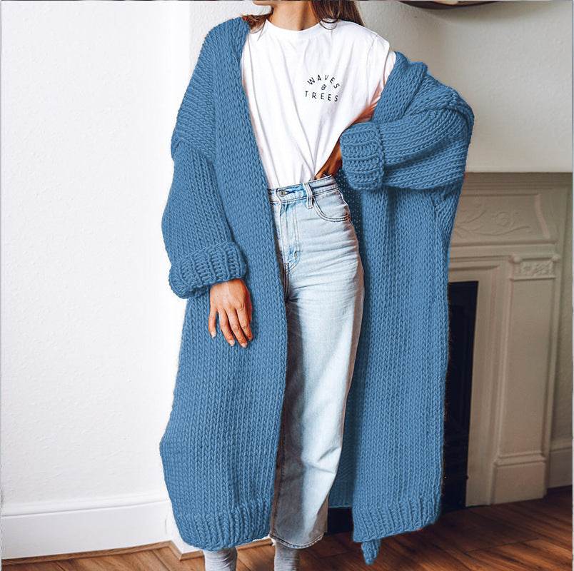 New Foreign Trade Women's Cardigan Knitting Mid-length Coat Sweater - Pasha
