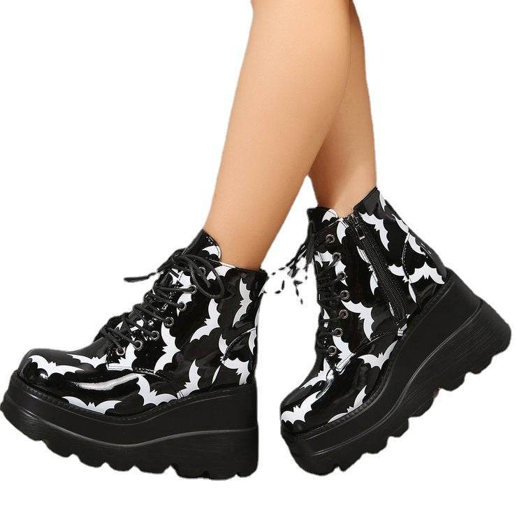 Halloween Platform Boots – Bat Style & Patent Leather - Pasha
