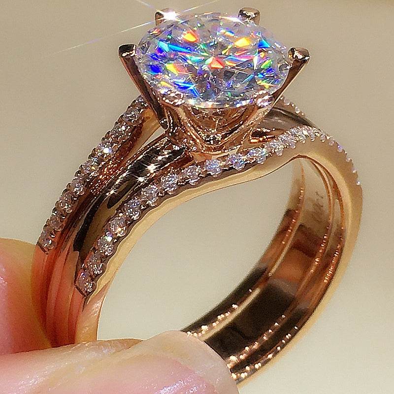 18K Gold Two-in-One Moissanite Ring for Women – Elegant & Versatile Jewelry with Rose Gold, Gold & White Gold - Pasha