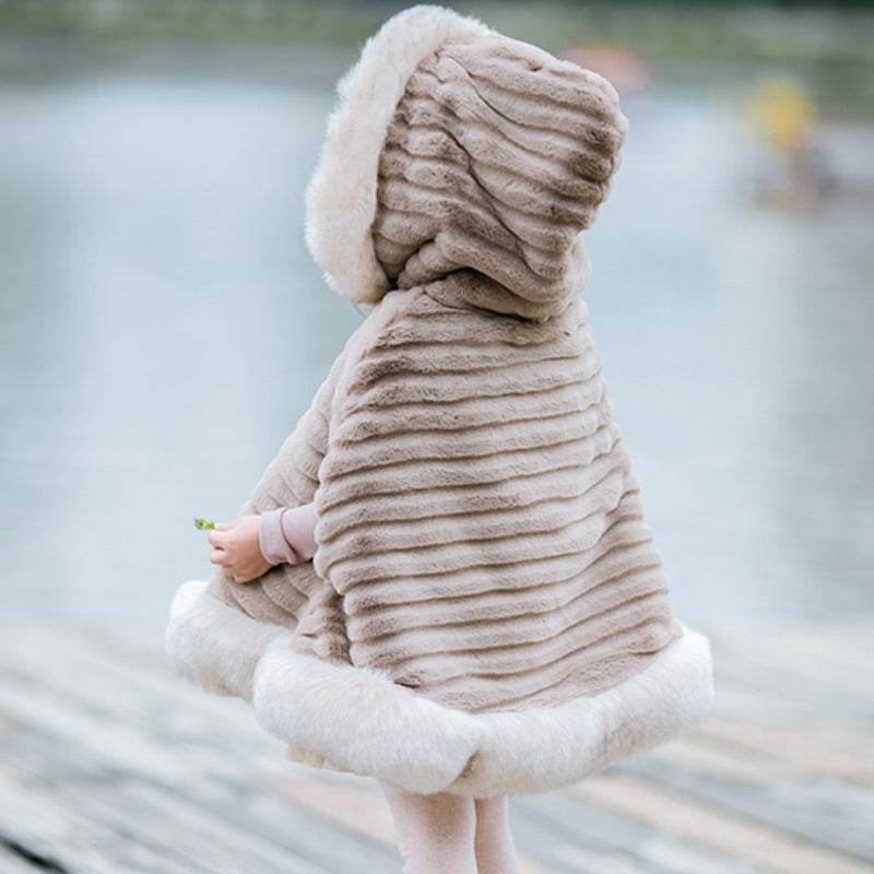 Girls Fashion Plush Warm Thickening Cloak – Stylish and Cozy Outerwear - Pasha