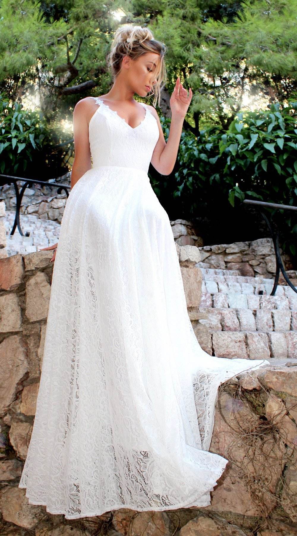 Elegant V-neck Sling Lace Midi Dress Pasha Store - Pasha