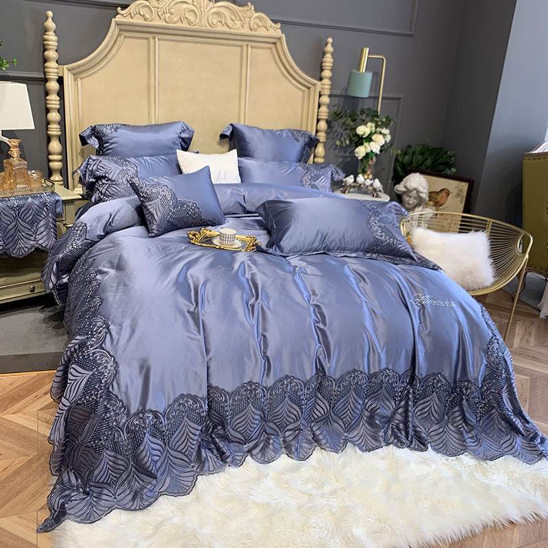 Silk Cotton Bedding Set – European Style & Gold - Pasha