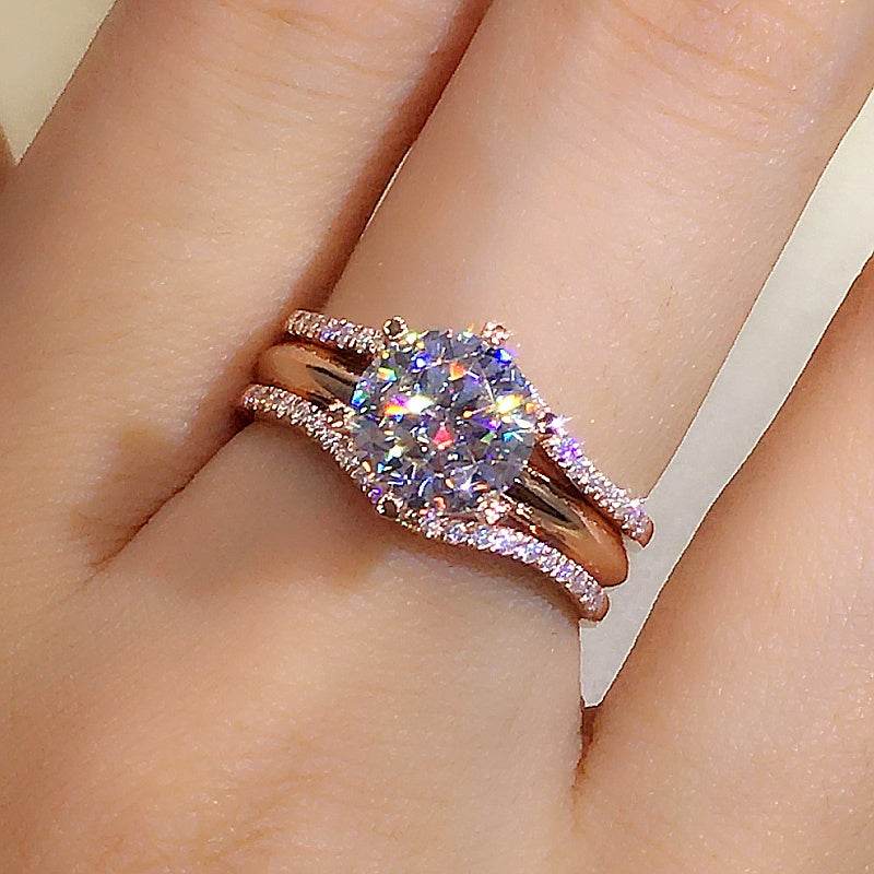 18K Gold Two-in-One Moissanite Ring for Women – Elegant & Versatile Jewelry with Rose Gold, Gold & White Gold - Pasha