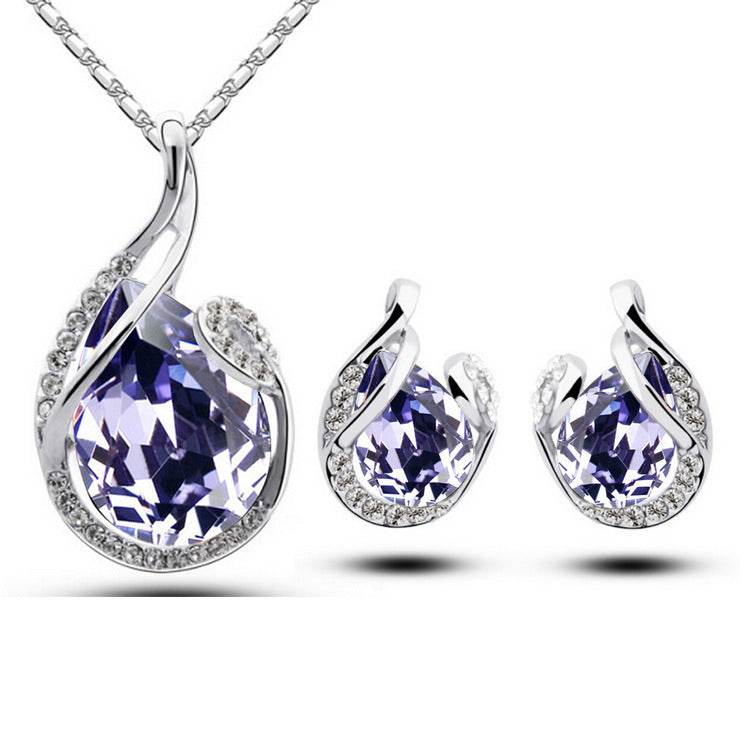 Sparkling Rhinestone Earring Necklace Set – Elegant Jewelry for Women - Pasha