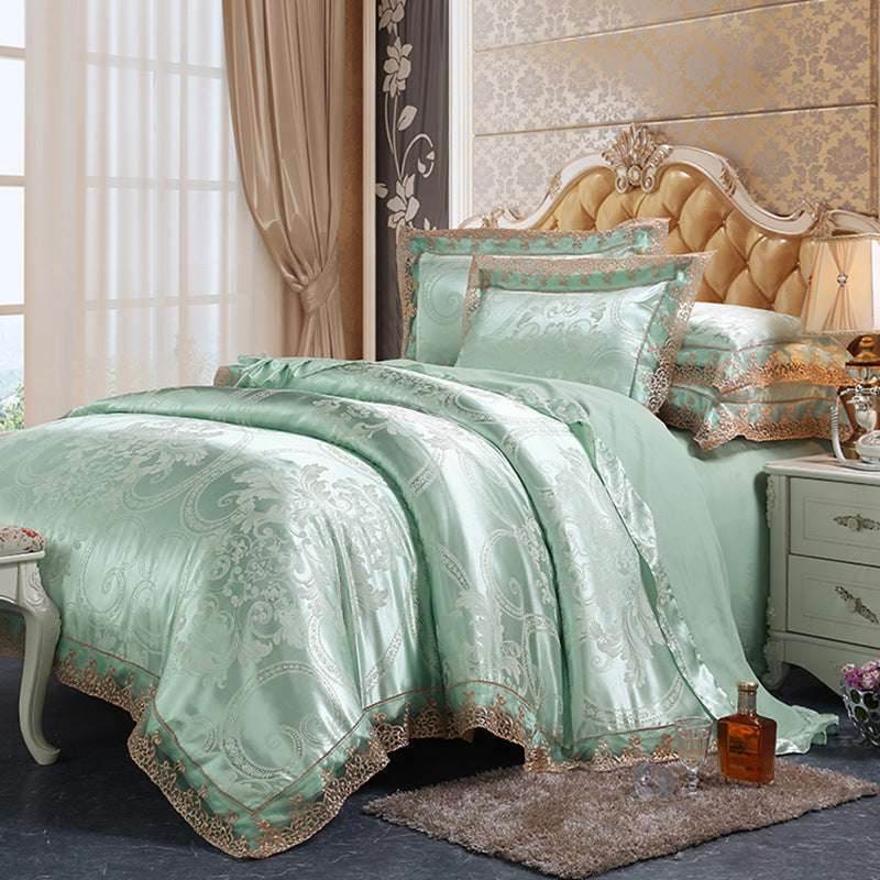 Jacquard Satin Bedding Set – European Style & Lace - Pasha