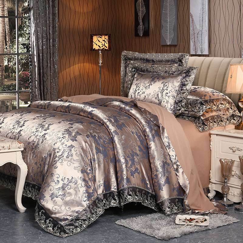 Jacquard Satin Bedding Set – European Style & Lace - Pasha