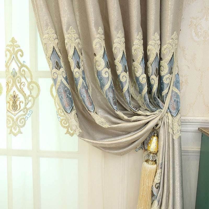 European Embroidered Curtains – Crown Mesh Design - Pasha