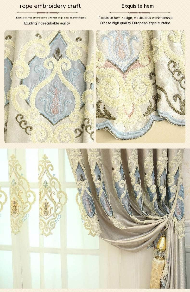 European Embroidered Curtains – Crown Mesh Design - Pasha
