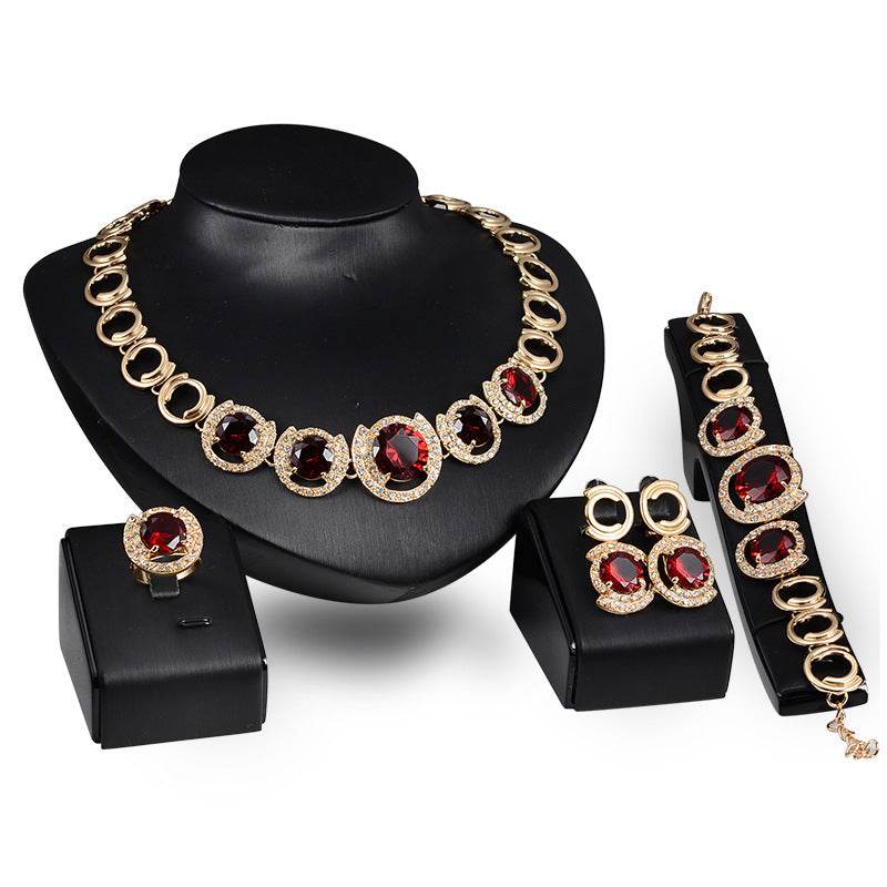 Elegant Women's Jewelry Set - Necklace, Ring, Earrings & Bracelet for Weddings and Special Occasions - Pasha