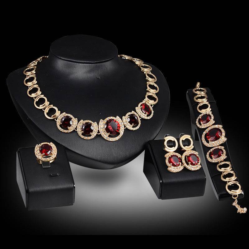 Elegant Women's Jewelry Set - Necklace, Ring, Earrings & Bracelet for Weddings and Special Occasions - Pasha