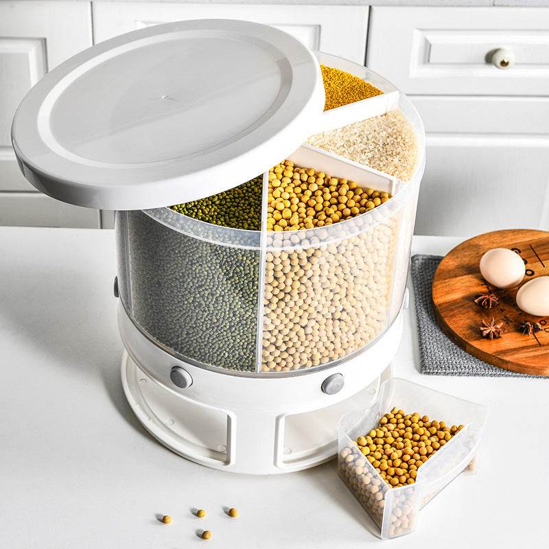 Eco-Friendly Rotary Grain Storage Box - Adjustable Food Container for Kitchen Organization - Pasha