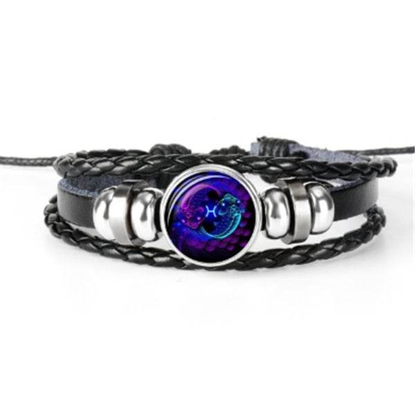 Stylish Constellation Bracelet – Faux Leather Zodiac Charm Wristband - Pasha