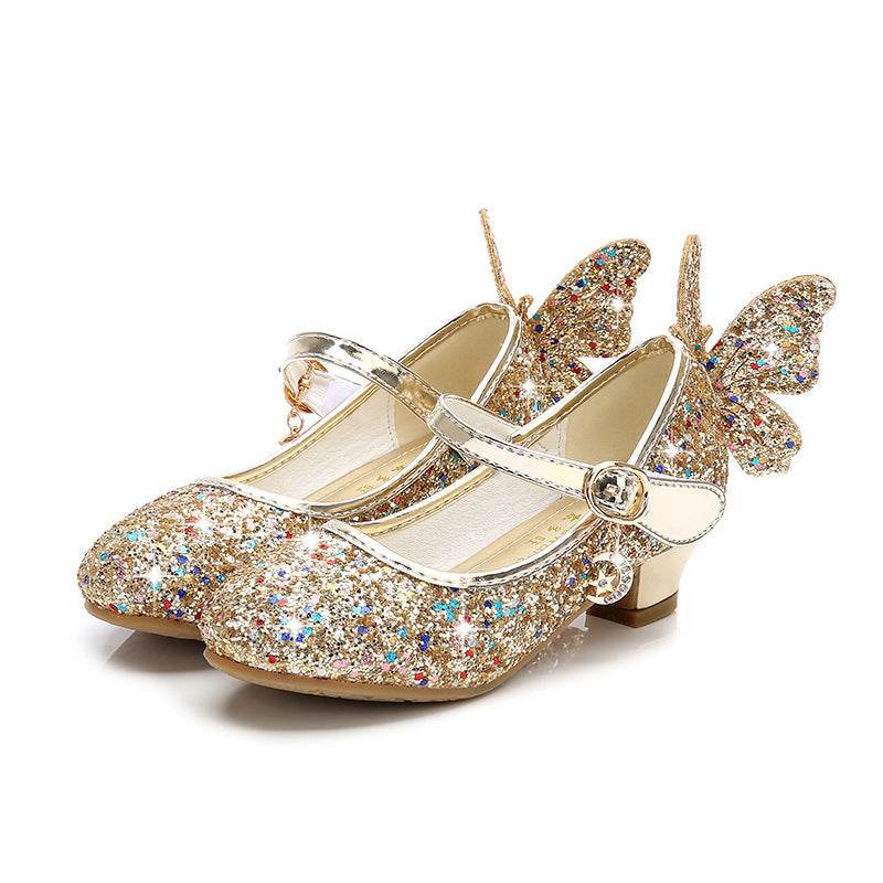 High Heel Princess Performance Shoes – Comfortable Sequin High Heels with Rucksack Bow Decoration - Pasha