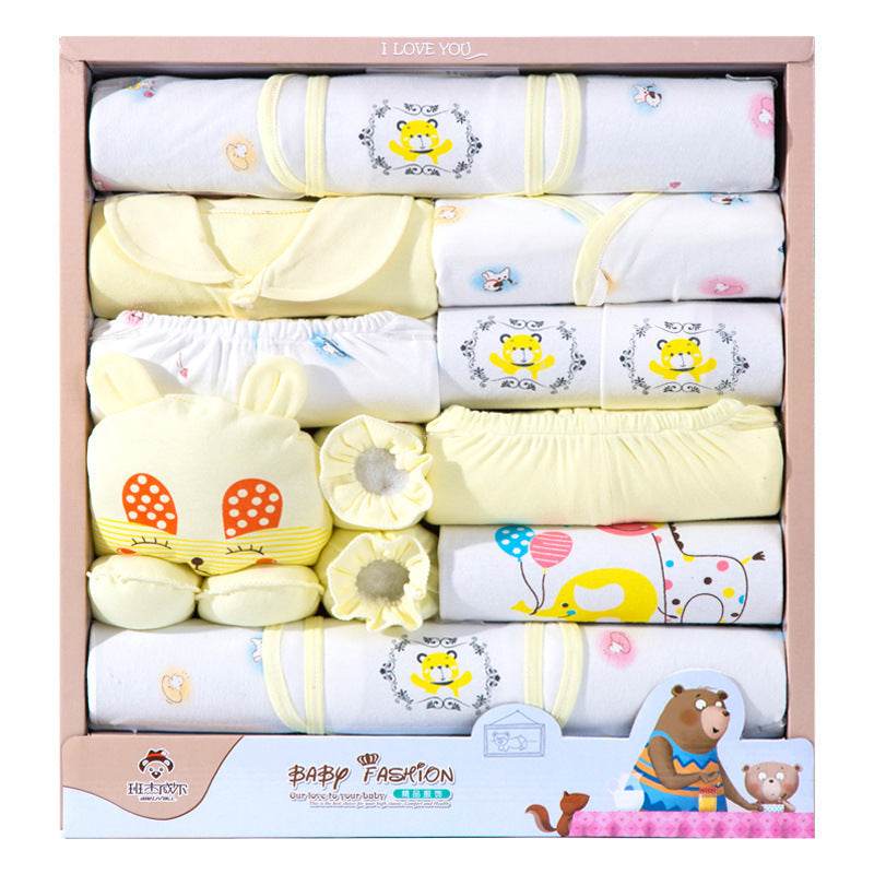 18-Piece Cotton Newborn Gift Set – Baby Clothing with Bibs, Hat, Gloves & More for New Parents - Pasha