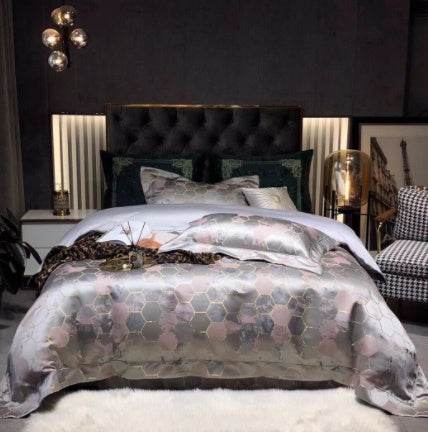 Black Gold Jacquard Bedding – Luxury Cotton Set - Pasha