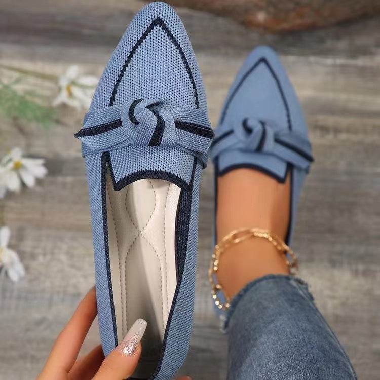 Fashion Pointed Toe Bow Flat Shoes for Women - Pasha
