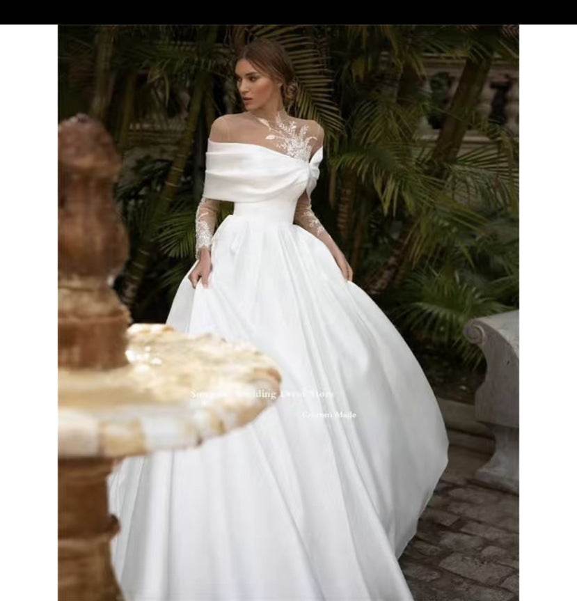 Raglan Sleeve Tutu Skirt Wedding Dress - Pasha