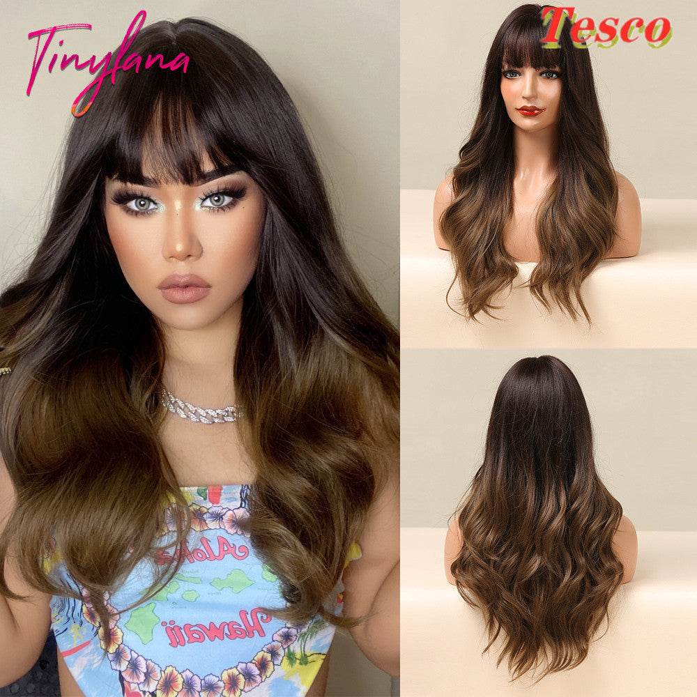 Heat-Resistant Wavy Black Wig – Cute & Fringed Bangs - Pasha
