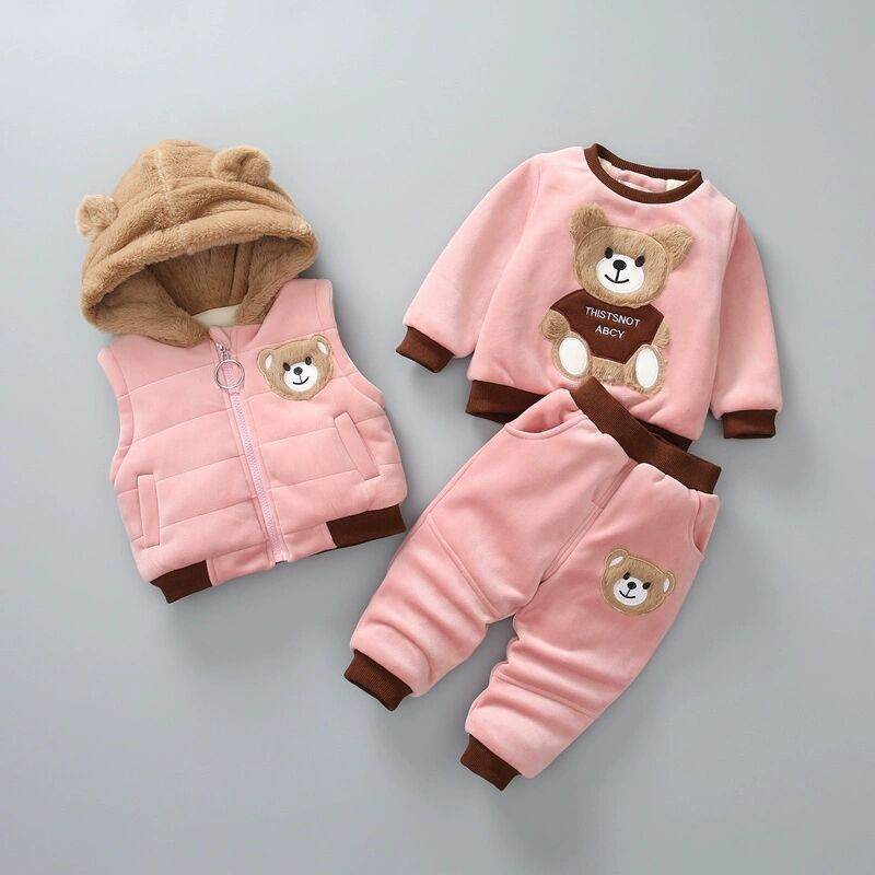 Children’s Double-Layer Plush Fleece 3-Piece Winter Suit – Cozy and Stylish for 1-3 Year Olds - Pasha
