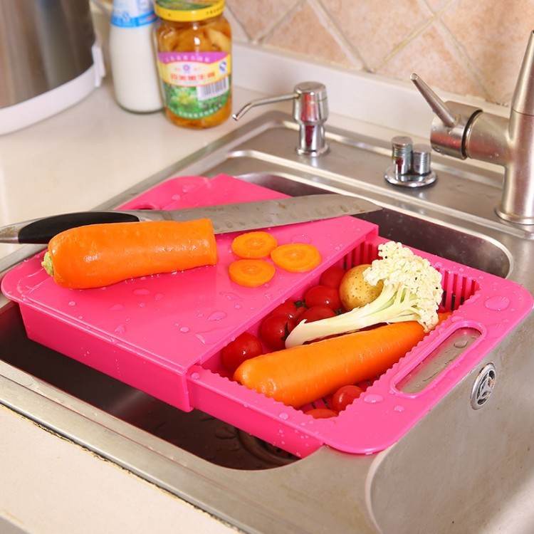 Ergonomic Multi-Function Cutting Board with Drain Basket - Perfect for Vegetables & Meat - Pasha