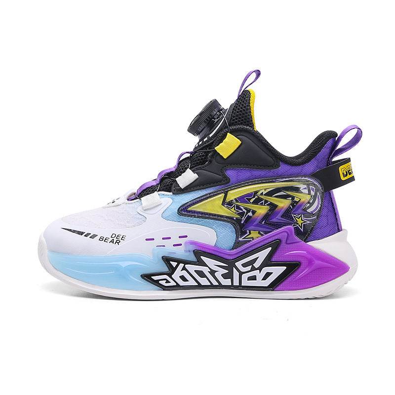 Mesh Breathable Running Mid Size Kids' Spin Dunk Basketball Shoe - Pasha