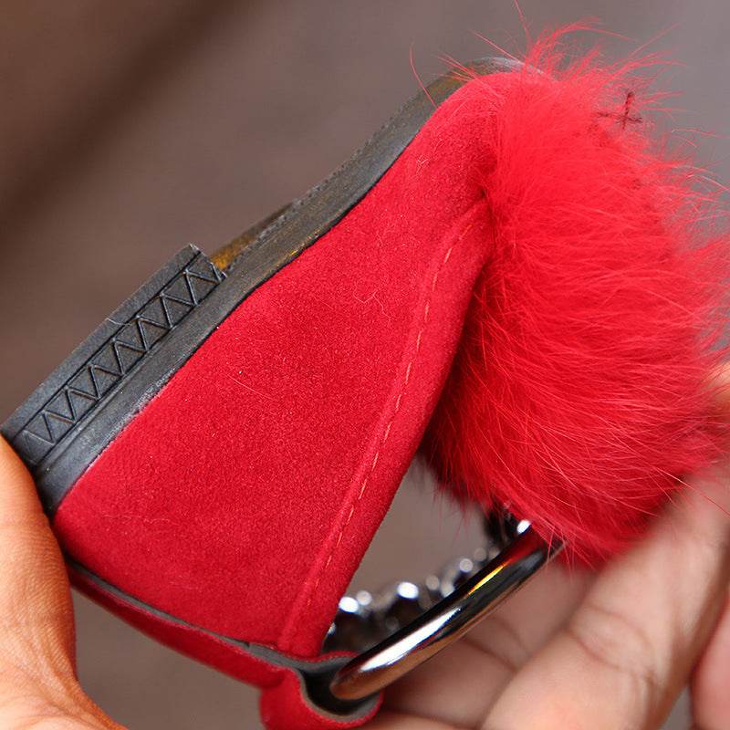 Girls Princess Shoes with Flat Bow and Fur – Cozy and Stylish Footwear for Little Princesses - Pasha