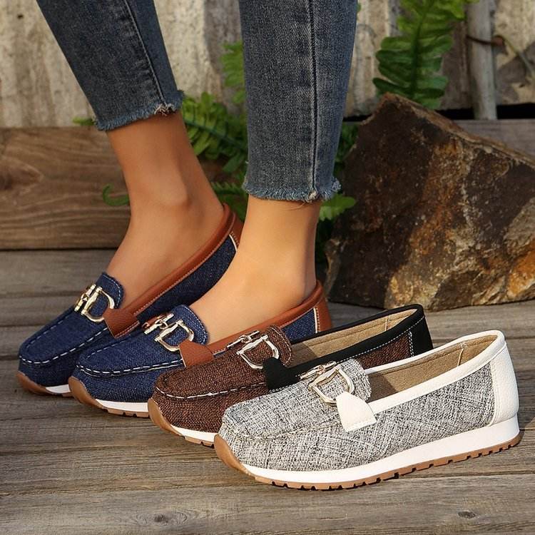 Summer Metal Buckle Flat Casual Pumps - Pasha