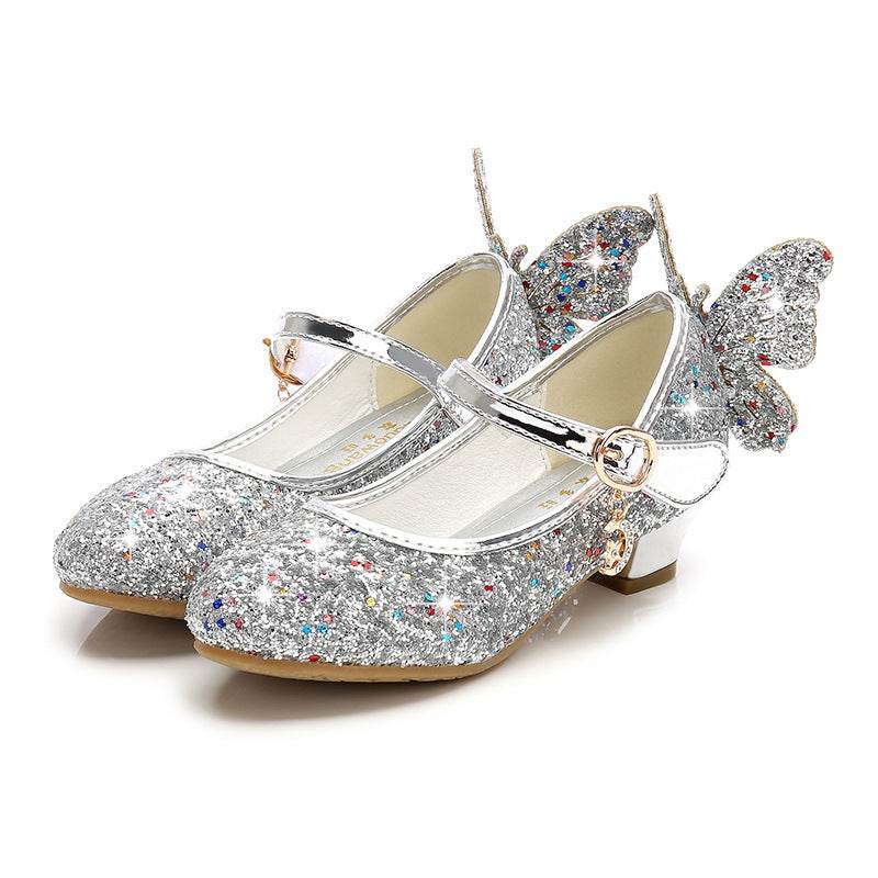 High Heel Princess Performance Shoes – Comfortable Sequin High Heels with Rucksack Bow Decoration - Pasha