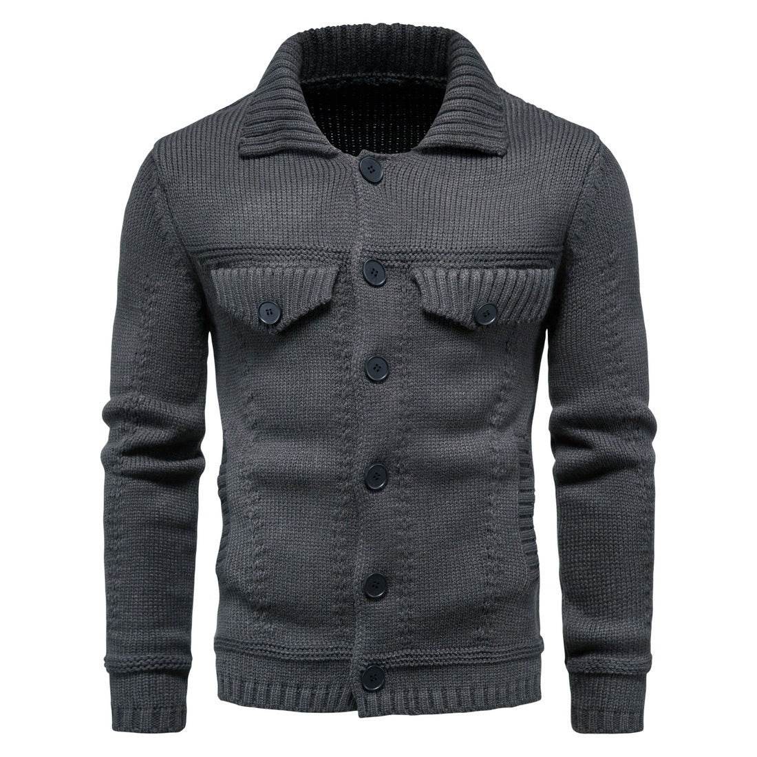 Men's Casual Knitwear Lapel Tooling Cardigan Sweater - Pasha