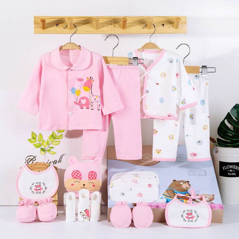 18-Piece Cotton Newborn Gift Set – Baby Clothing with Bibs, Hat, Gloves & More for New Parents - Pasha