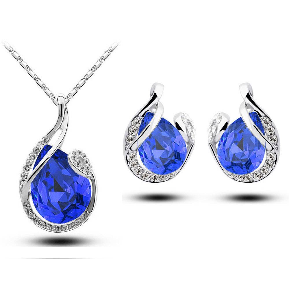 Sparkling Rhinestone Earring Necklace Set – Elegant Jewelry for Women - Pasha