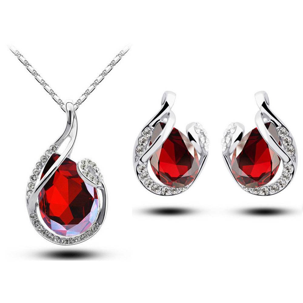 Sparkling Rhinestone Earring Necklace Set – Elegant Jewelry for Women - Pasha