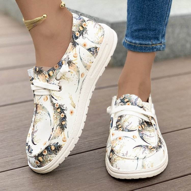 Flat Printed Canvas Shoes for women - Pasha