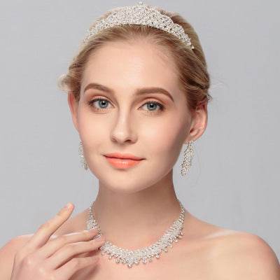 Elegant Silver Wedding Jewelry Set - 3-Piece Bridal Accessory Collection - Pasha