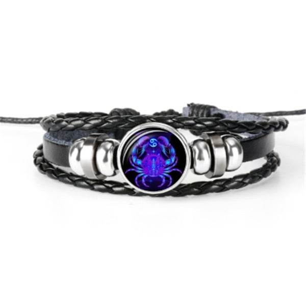 Stylish Constellation Bracelet – Faux Leather Zodiac Charm Wristband - Pasha