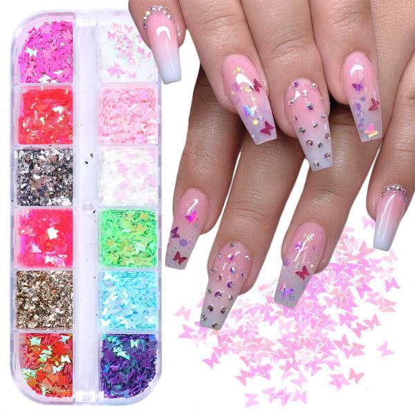 Symphony Butterfly Sequin Nail Decoration - Pasha