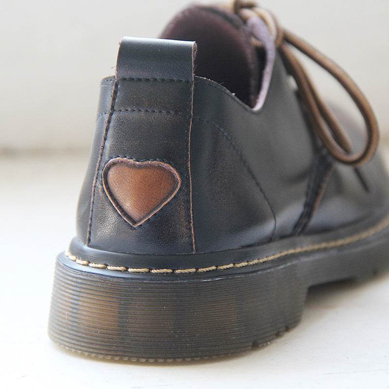 Retro Flat Leather Shoes for Women - Pasha