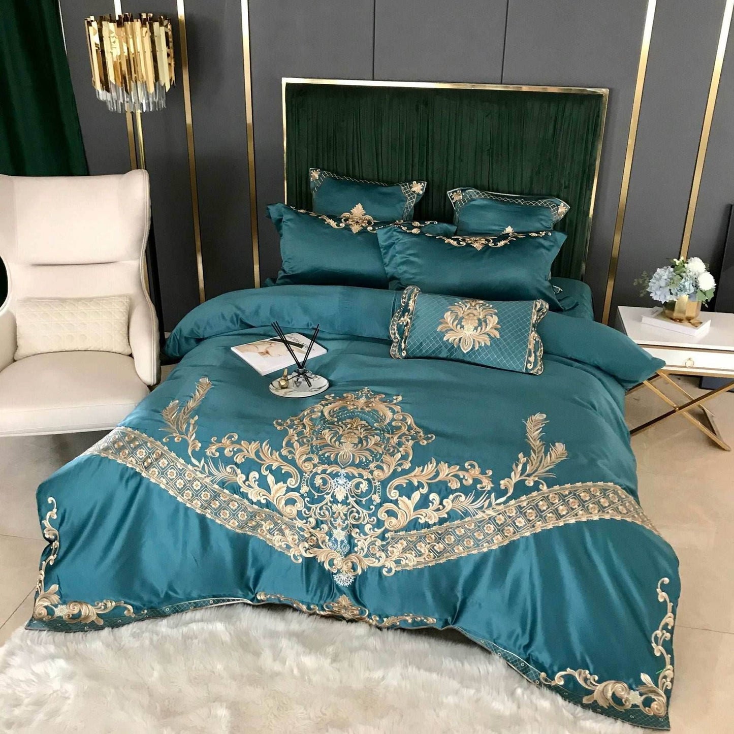 Ice Silk Embroidered Bedding Set – Personalized & Cool - Pasha