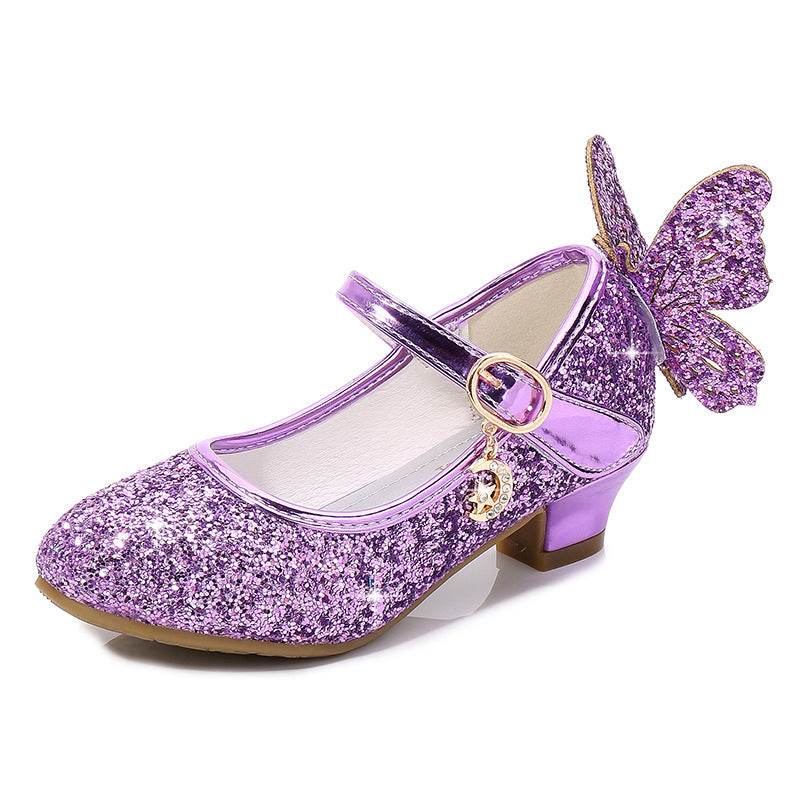 High Heel Princess Performance Shoes – Comfortable Sequin High Heels with Rucksack Bow Decoration - Pasha
