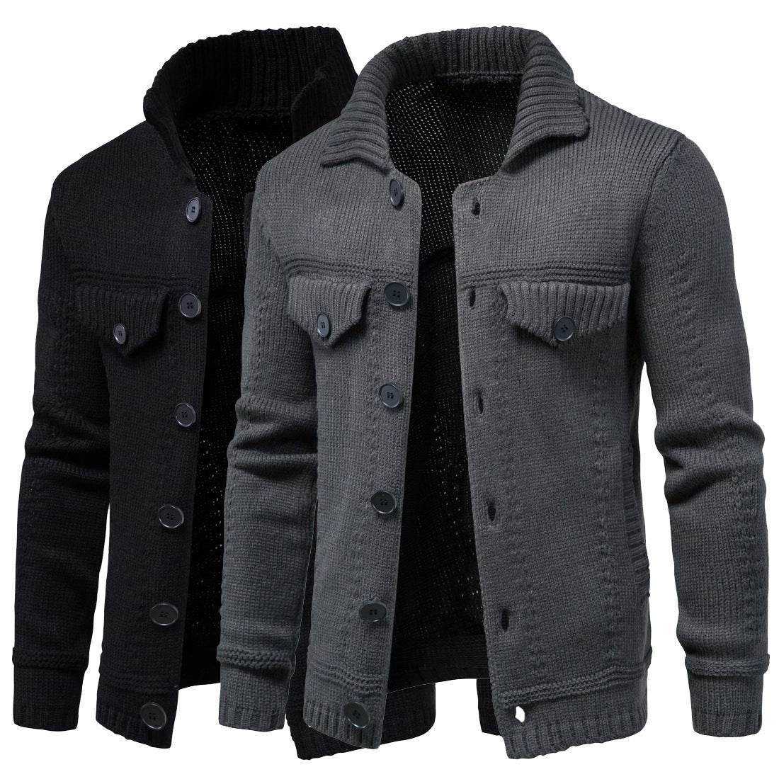 Men's Casual Knitwear Lapel Tooling Cardigan Sweater - Pasha