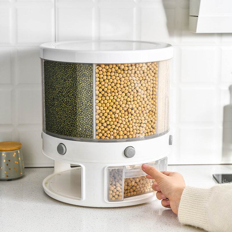 Eco-Friendly Rotary Grain Storage Box - Adjustable Food Container for Kitchen Organization - Pasha