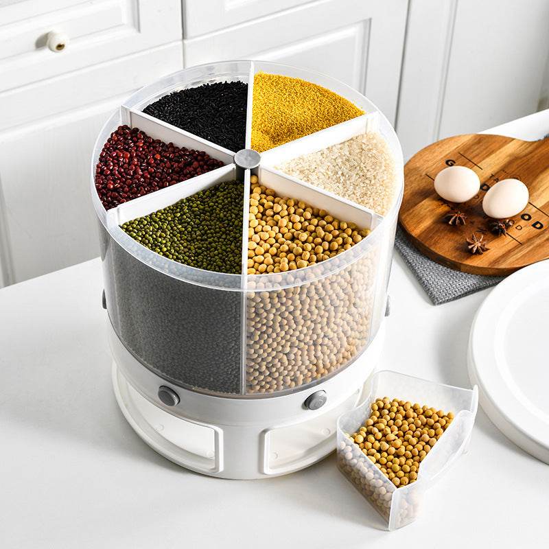 Eco-Friendly Rotary Grain Storage Box - Adjustable Food Container for Kitchen Organization - Pasha